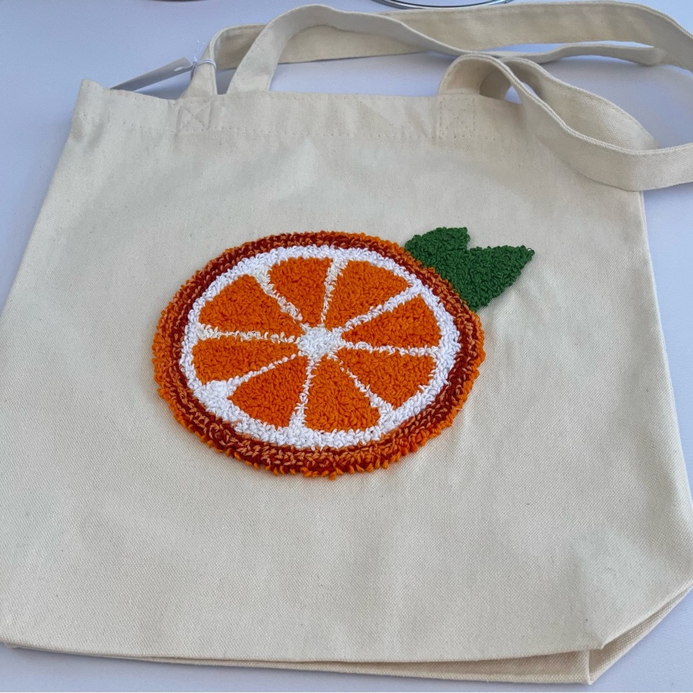 Handmade punch needle tote bag